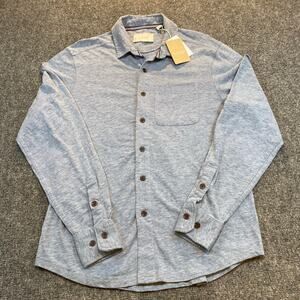 NEW Ecothreads Mens Medium Blue Long Sleeve Button Down Shirt Stretchy Workwear
